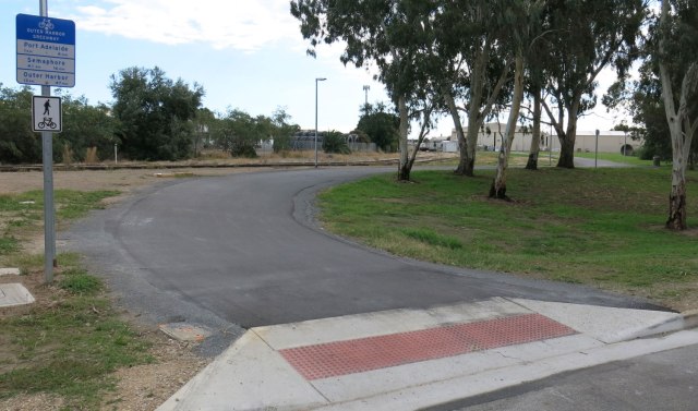 Outer Harbour Greenway: The completed Eastern ramp entrance to the Rosewater railyards section.