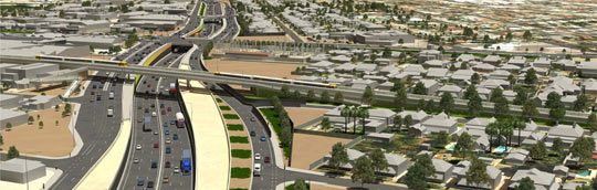Proposed bicycle & train overpass - South Road.